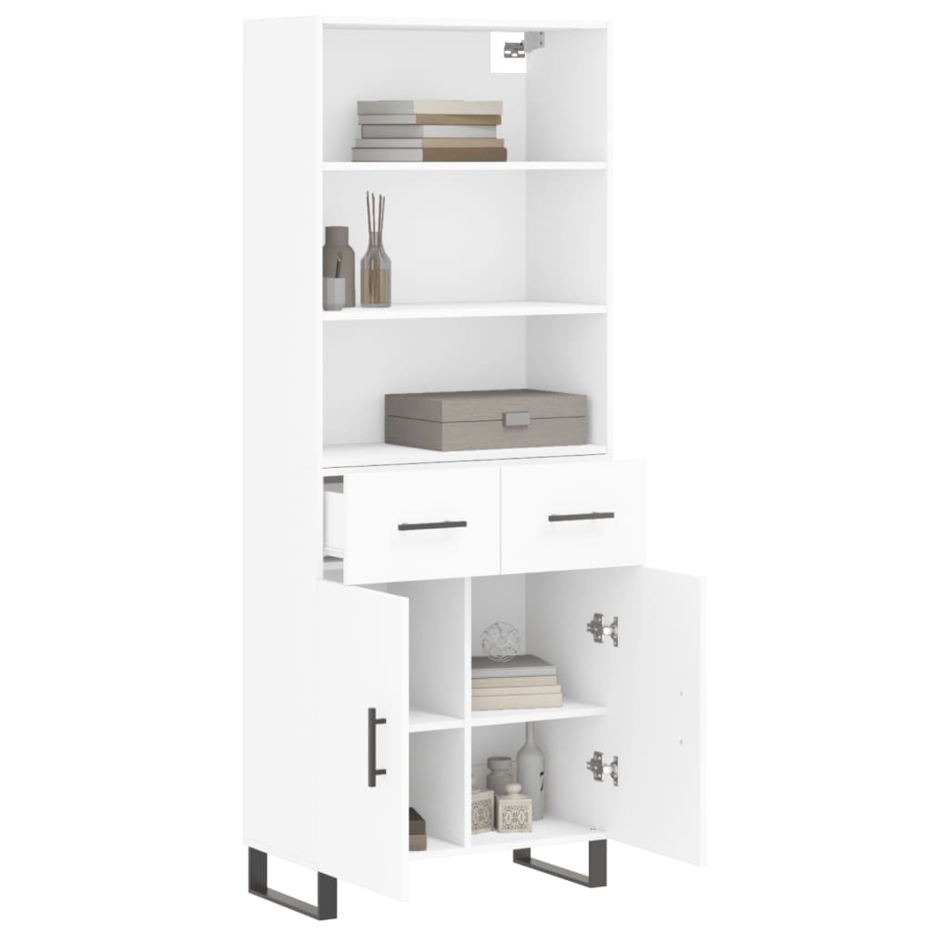 Hoge kast 69,5x34x180 cm bewerkt hout wit is nu te koop bij PeponiXL, paradijselijk wonen!