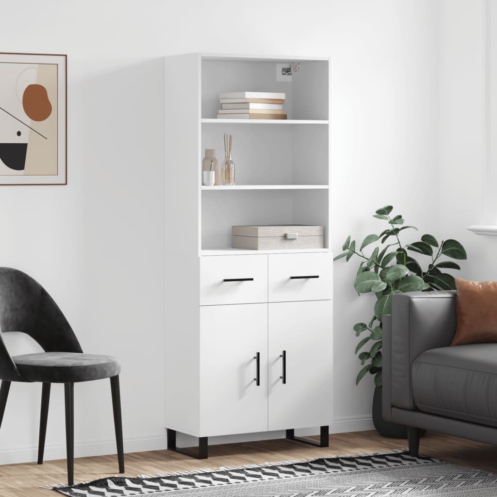 Hoge kast 69,5x34x180 cm bewerkt hout wit is nu te koop bij PeponiXL, paradijselijk wonen!