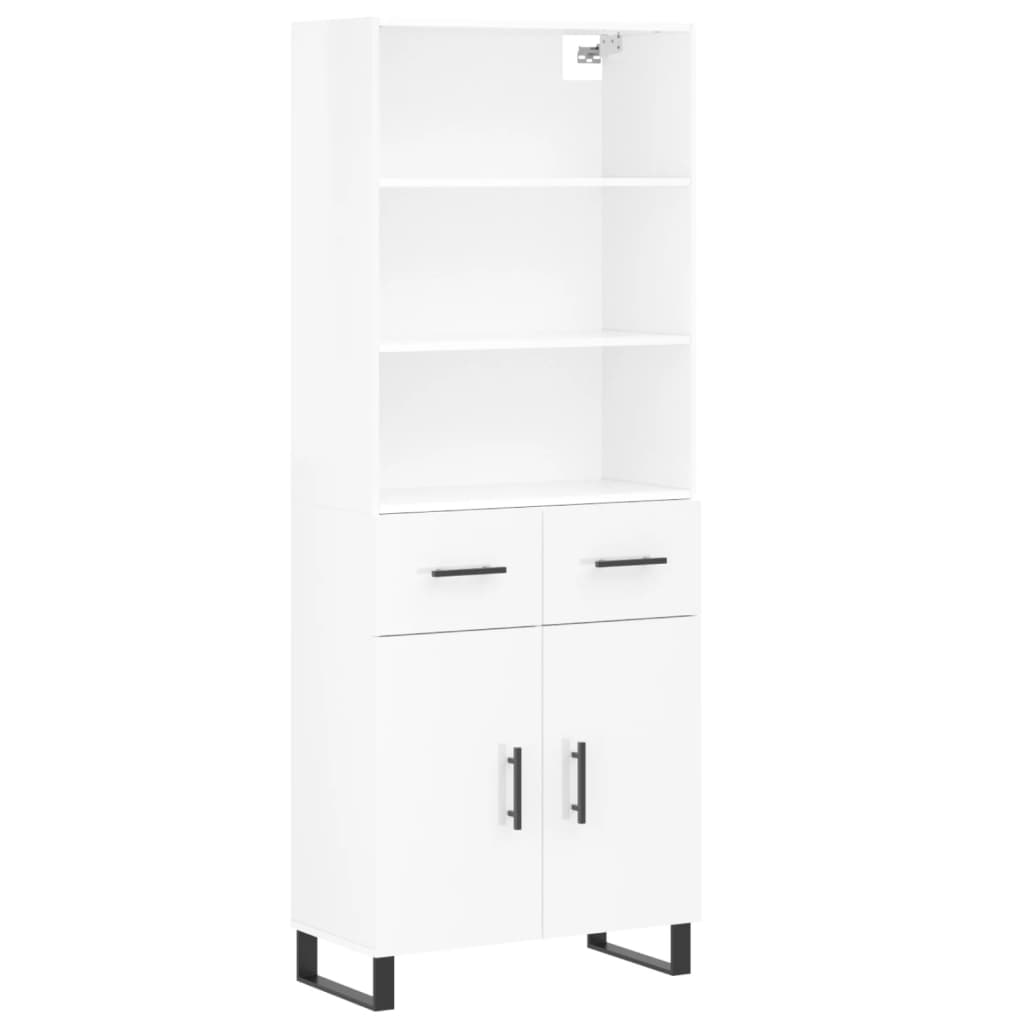 Hoge kast 69,5x34x180 cm bewerkt hout hoogglans wit is nu te koop bij PeponiXL, paradijselijk wonen!