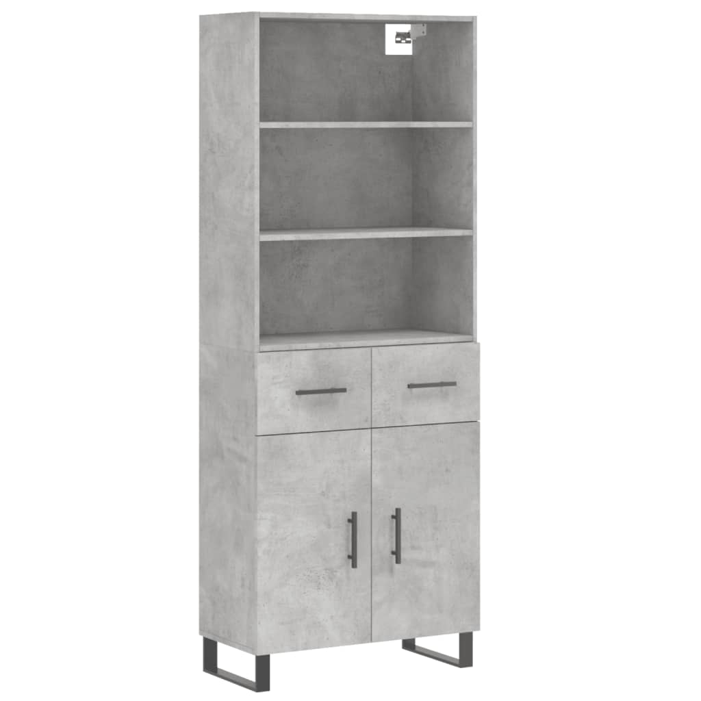Hoge kast 69,5x34x180 cm bewerkt hout betongrijs is nu te koop bij PeponiXL, paradijselijk wonen!