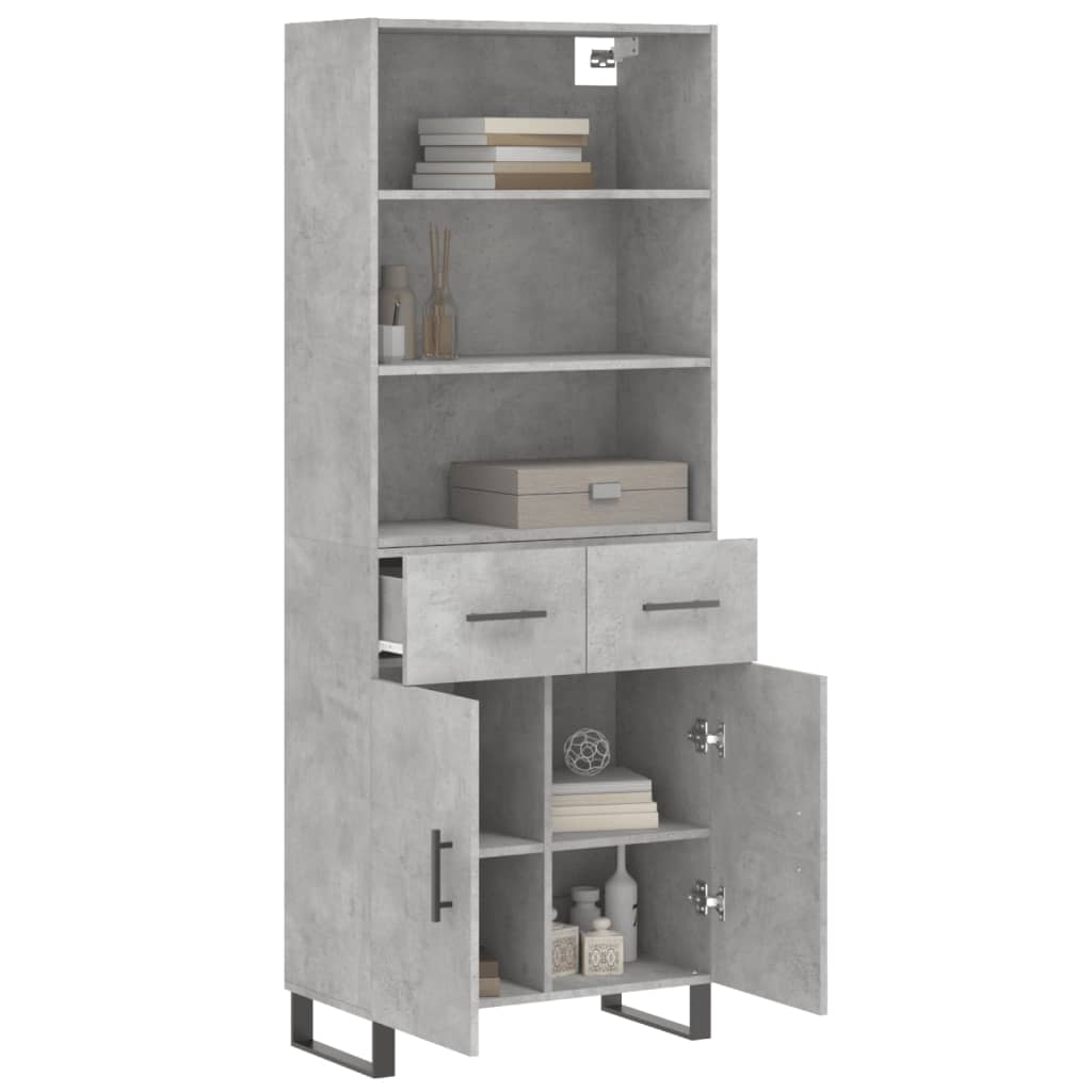 Hoge kast 69,5x34x180 cm bewerkt hout betongrijs is nu te koop bij PeponiXL, paradijselijk wonen!