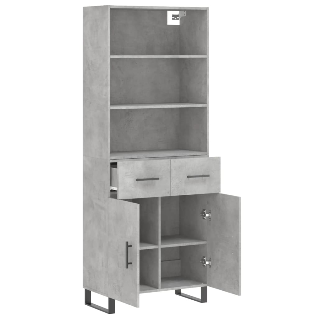 Hoge kast 69,5x34x180 cm bewerkt hout betongrijs is nu te koop bij PeponiXL, paradijselijk wonen!