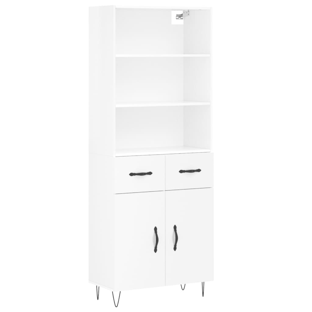 Hoge kast 69,5x34x180 cm bewerkt hout hoogglans wit is nu te koop bij PeponiXL, paradijselijk wonen!