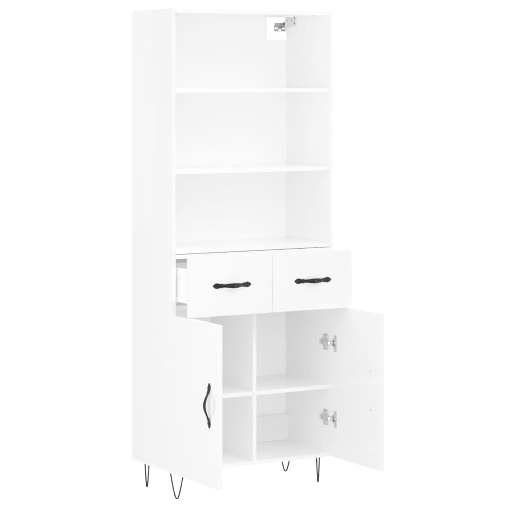 Hoge kast 69,5x34x180 cm bewerkt hout hoogglans wit is nu te koop bij PeponiXL, paradijselijk wonen!
