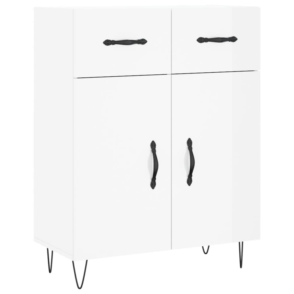 Hoge kast 69,5x34x180 cm bewerkt hout hoogglans wit is nu te koop bij PeponiXL, paradijselijk wonen!