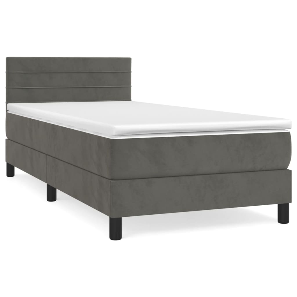 Boxspring met matras fluweel donkergrijs 90x190 cm is nu te koop bij PeponiXL, paradijselijk wonen!