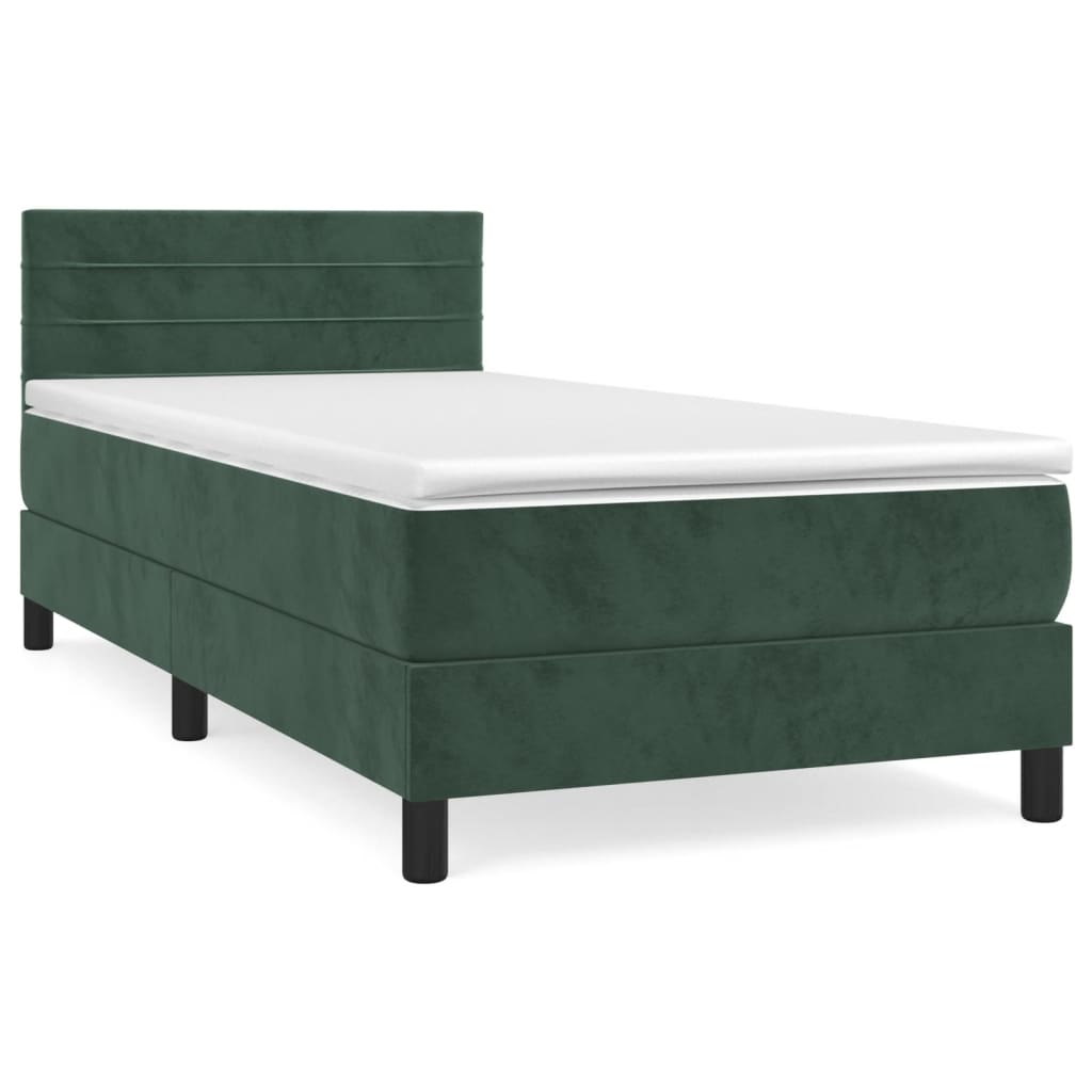 Boxspring met matras fluweel donkergroen 90x190 cm is nu te koop bij PeponiXL, paradijselijk wonen!