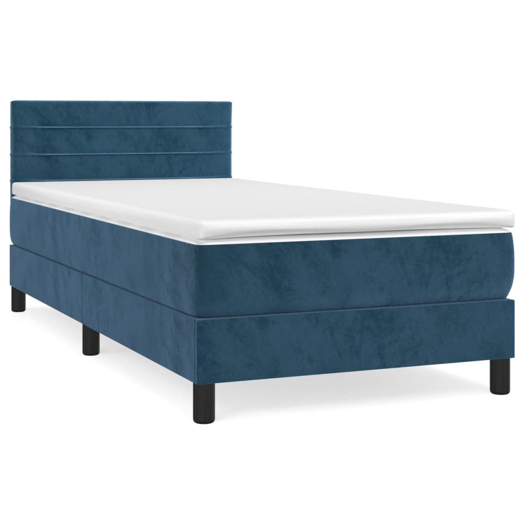 Boxspring met matras fluweel donkerblauw 90x190 cm is nu te koop bij PeponiXL, paradijselijk wonen!