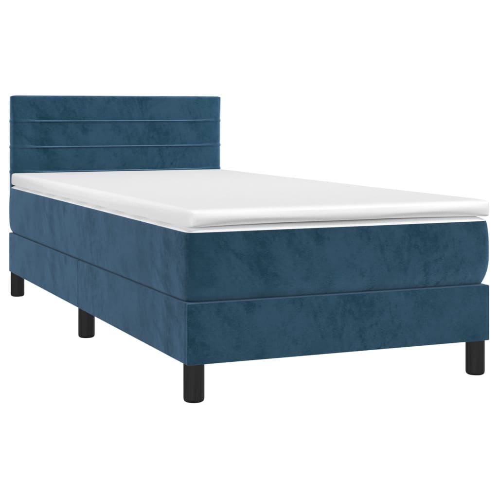 Boxspring met matras fluweel donkerblauw 90x190 cm is nu te koop bij PeponiXL, paradijselijk wonen!