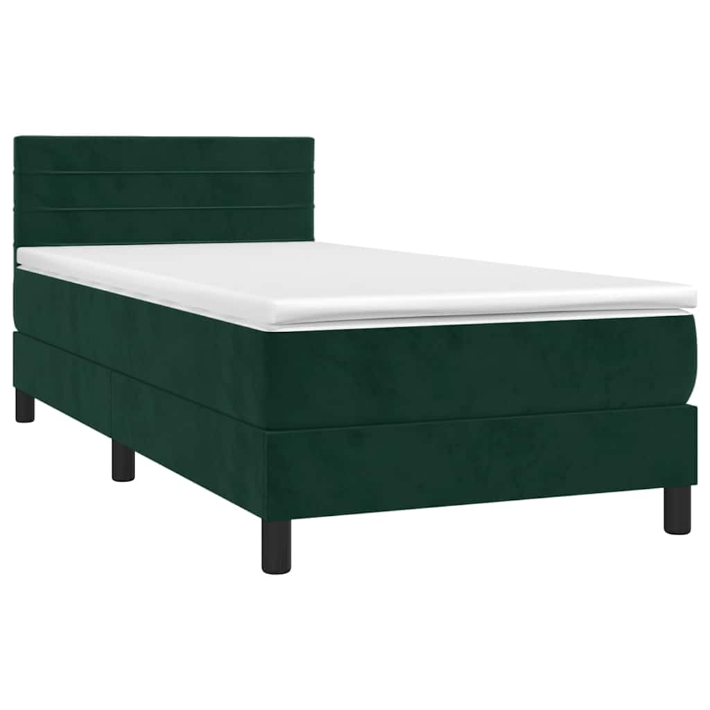 Boxspring met matras fluweel donkergroen 90x200 cm is nu te koop bij PeponiXL, paradijselijk wonen!
