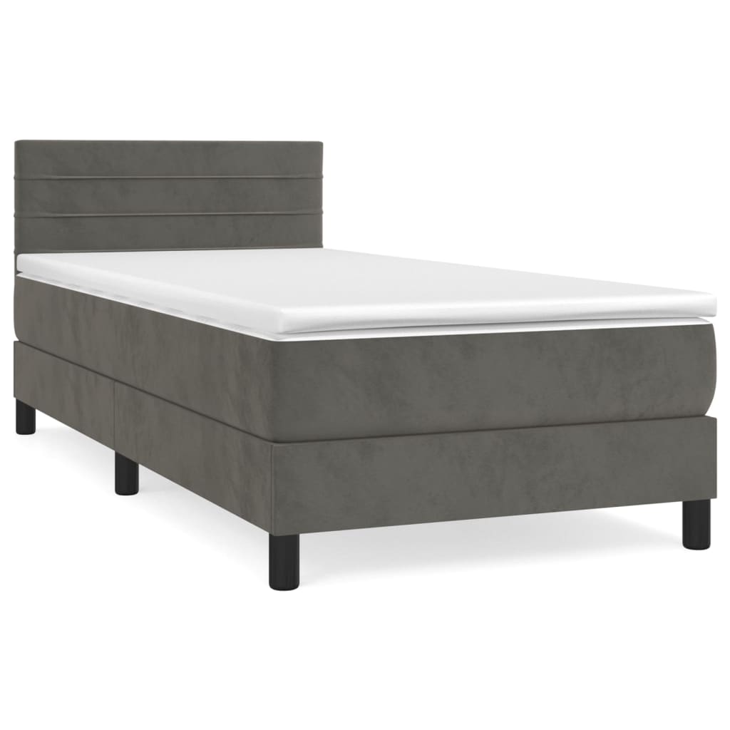Boxspring met matras fluweel donkergrijs 100x200 cm is nu te koop bij PeponiXL, paradijselijk wonen!
