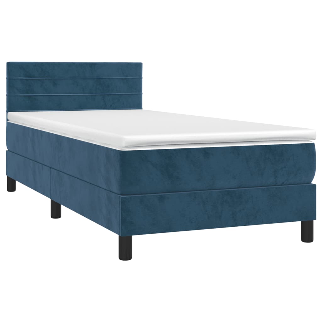 Boxspring met matras fluweel donkerblauw 100x200 cm is nu te koop bij PeponiXL, paradijselijk wonen!