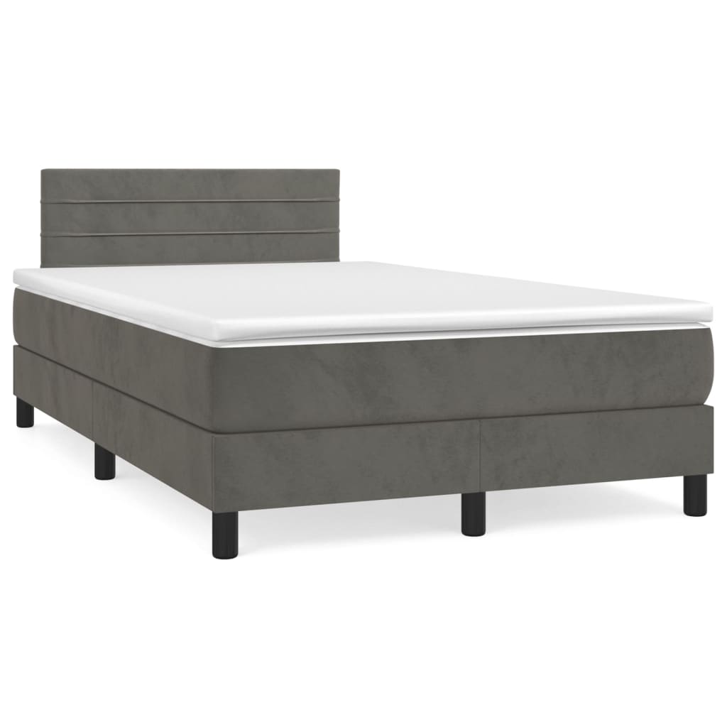 Boxspring met matras fluweel donkergrijs 120x200 cm is nu te koop bij PeponiXL, paradijselijk wonen!