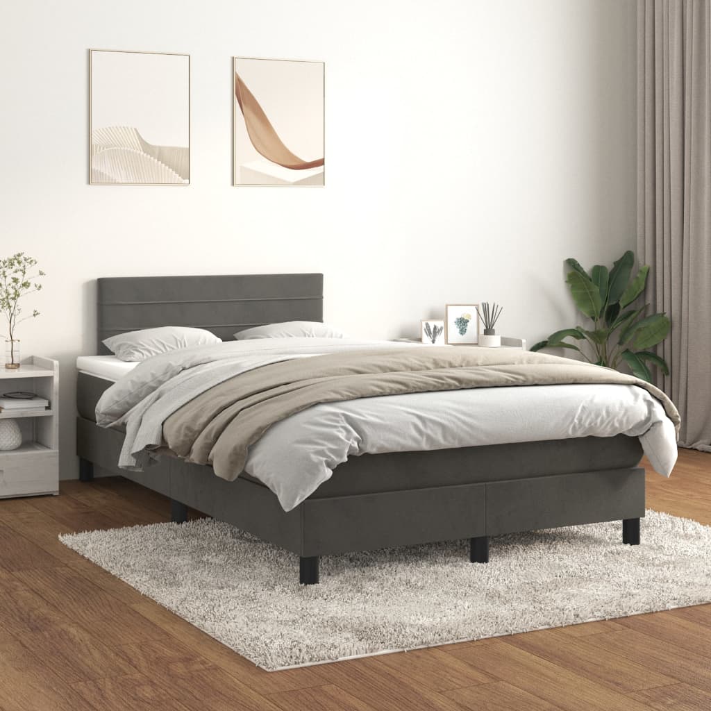 Boxspring met matras fluweel donkergrijs 120x200 cm is nu te koop bij PeponiXL, paradijselijk wonen!
