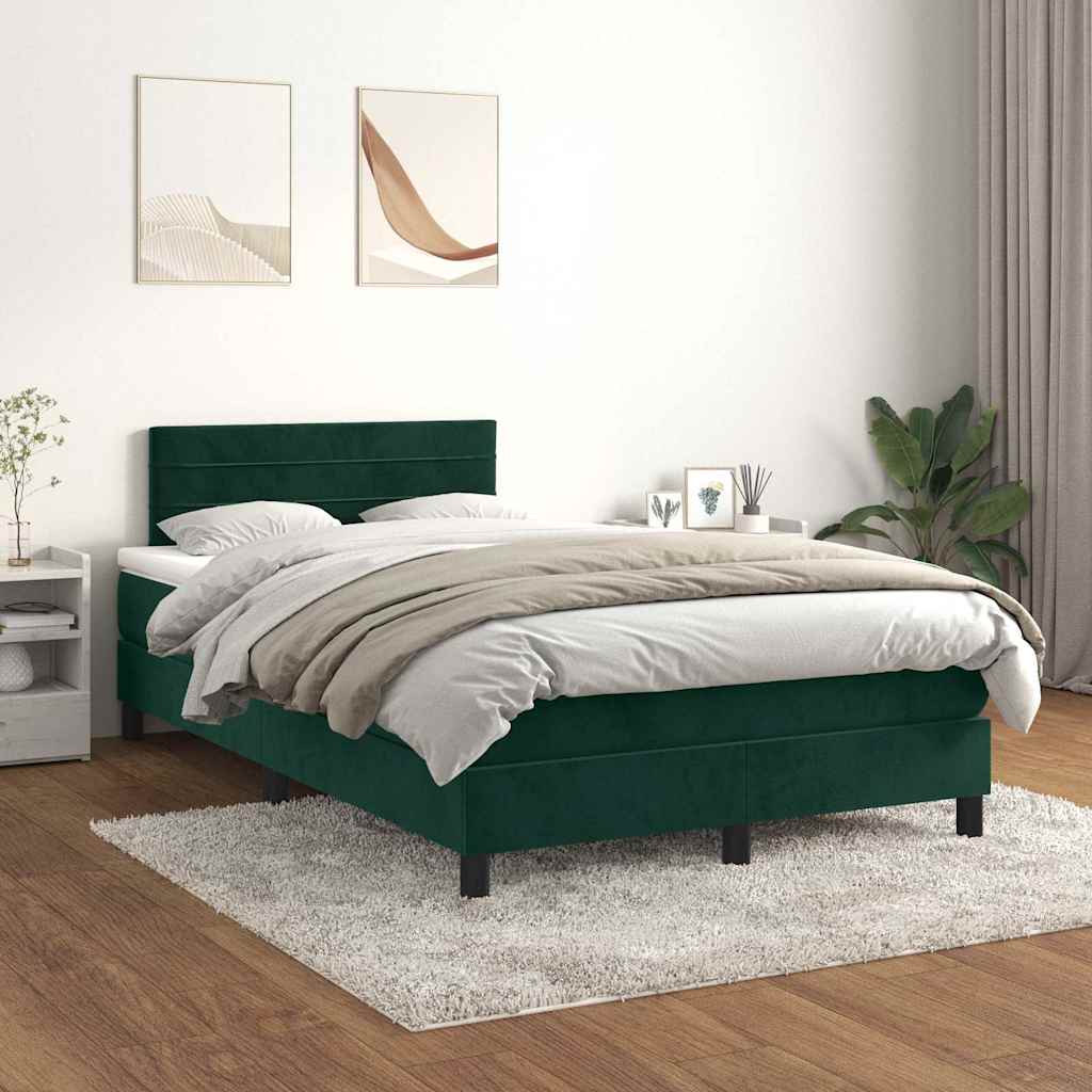 Boxspring met matras fluweel donkergroen 120x200 cm is nu te koop bij PeponiXL, paradijselijk wonen!