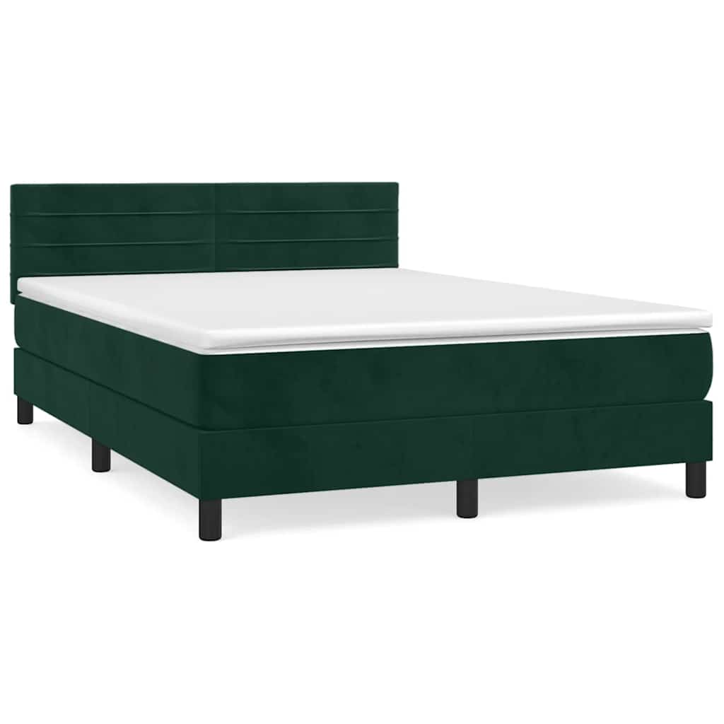 Boxspring met matras fluweel donkergroen 140x190 cm is nu te koop bij PeponiXL, paradijselijk wonen!