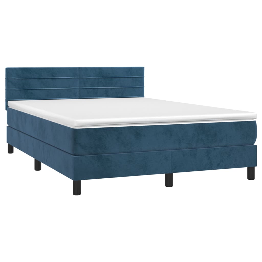 Boxspring met matras fluweel donkerblauw 140x190 cm is nu te koop bij PeponiXL, paradijselijk wonen!