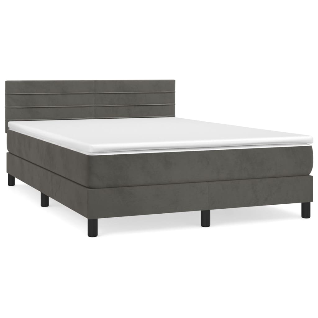 Boxspring met matras fluweel donkergrijs 140x200 cm is nu te koop bij PeponiXL, paradijselijk wonen!
