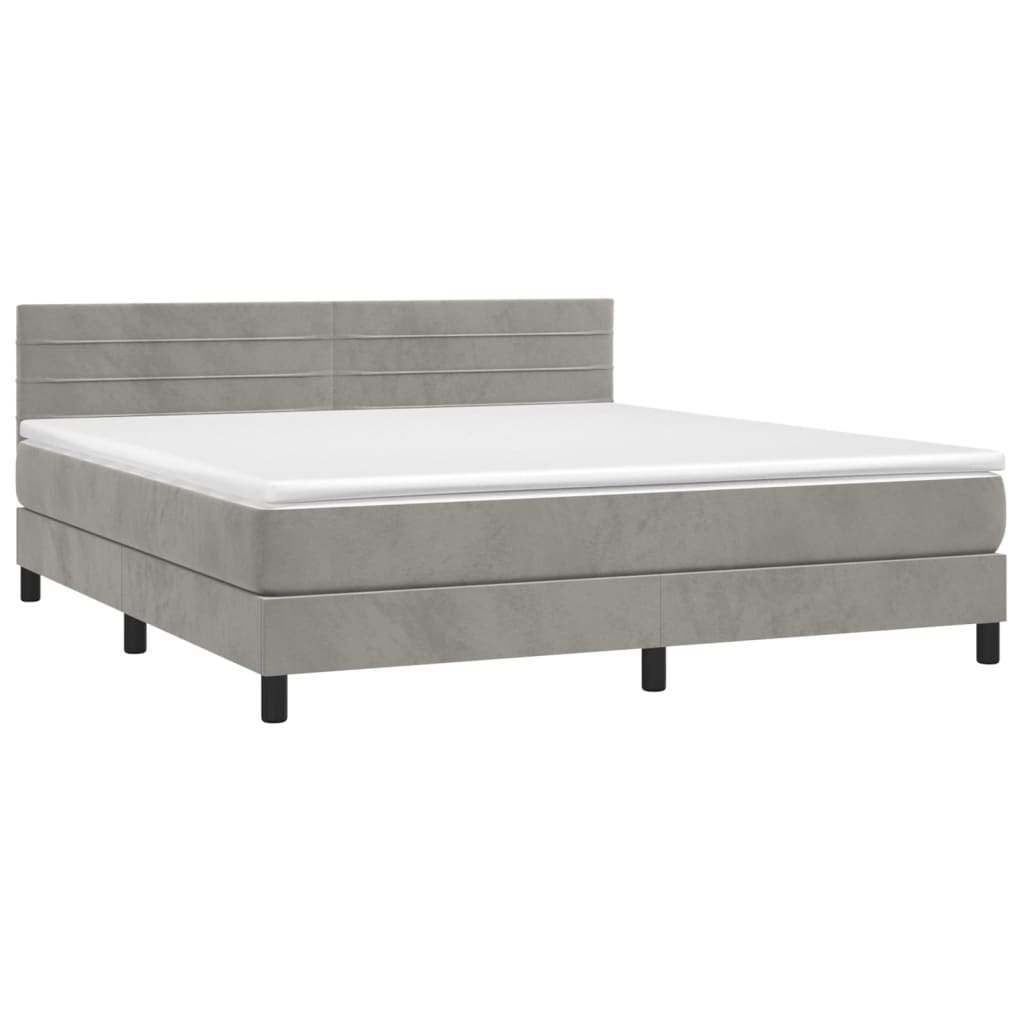 Boxspring met matras fluweel lichtgrijs 160x200 cm is nu te koop bij PeponiXL, paradijselijk wonen!