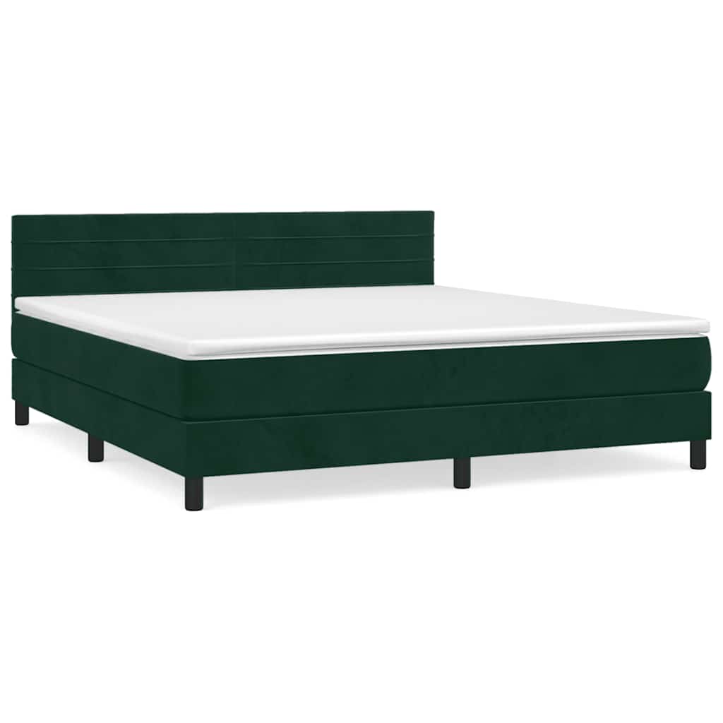 Boxspring met matras fluweel donkergroen 160x200 cm is nu te koop bij PeponiXL, paradijselijk wonen!