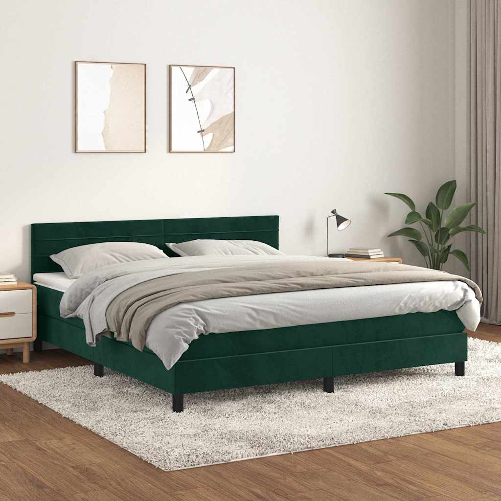 Boxspring met matras fluweel donkergroen 160x200 cm is nu te koop bij PeponiXL, paradijselijk wonen!