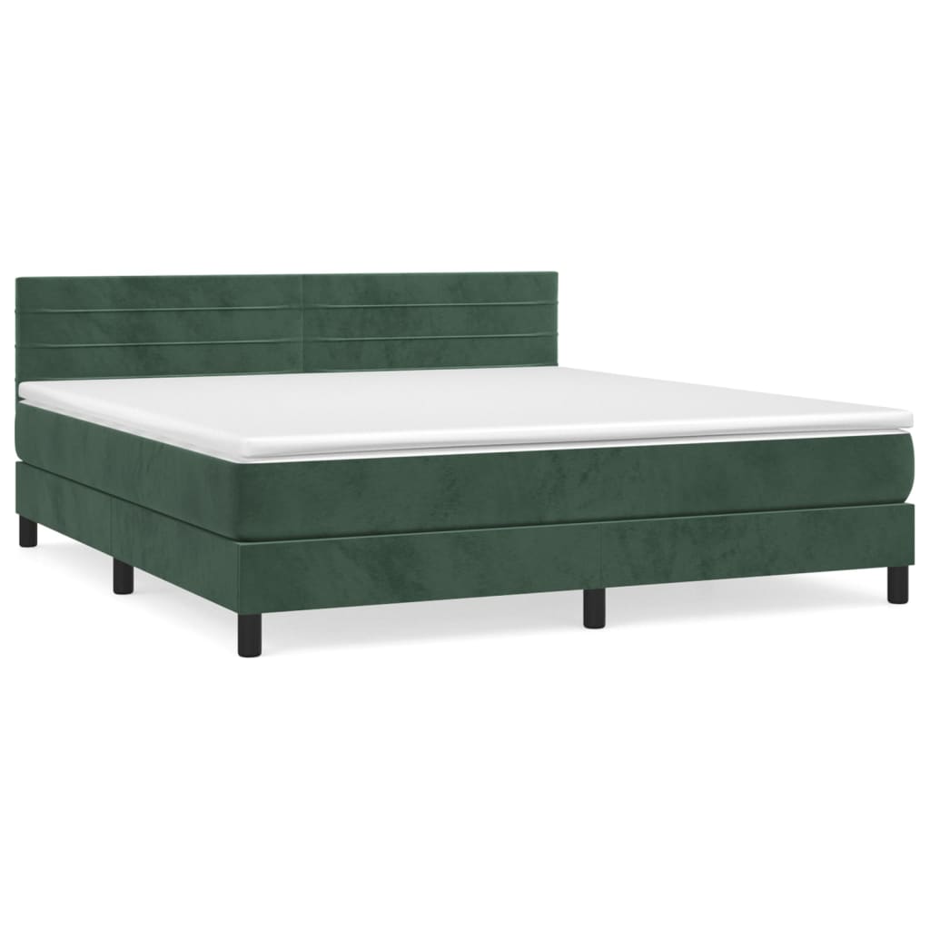 Boxspring met matras fluweel donkergroen 180x200 cm is nu te koop bij PeponiXL, paradijselijk wonen!