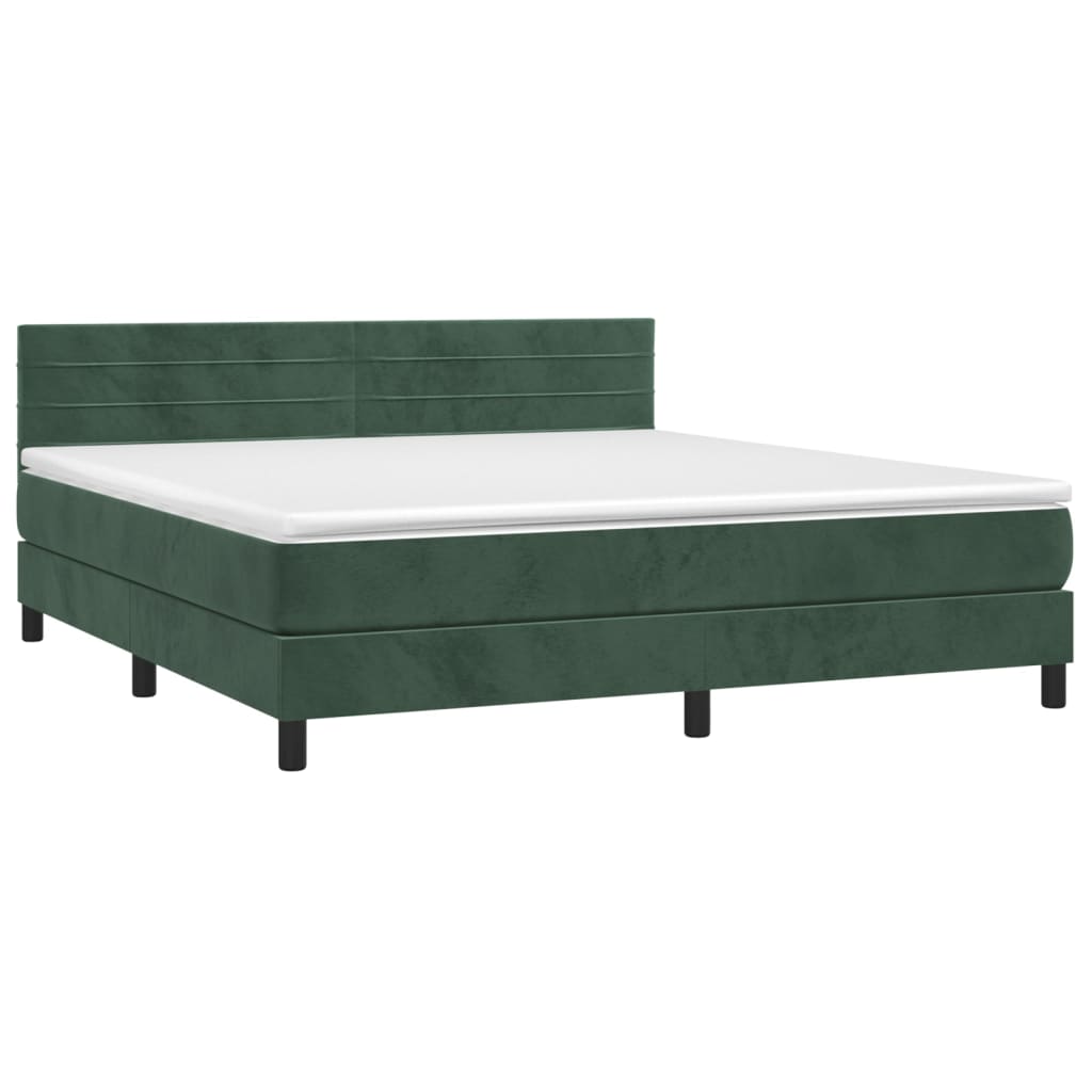 Boxspring met matras fluweel donkergroen 180x200 cm is nu te koop bij PeponiXL, paradijselijk wonen!