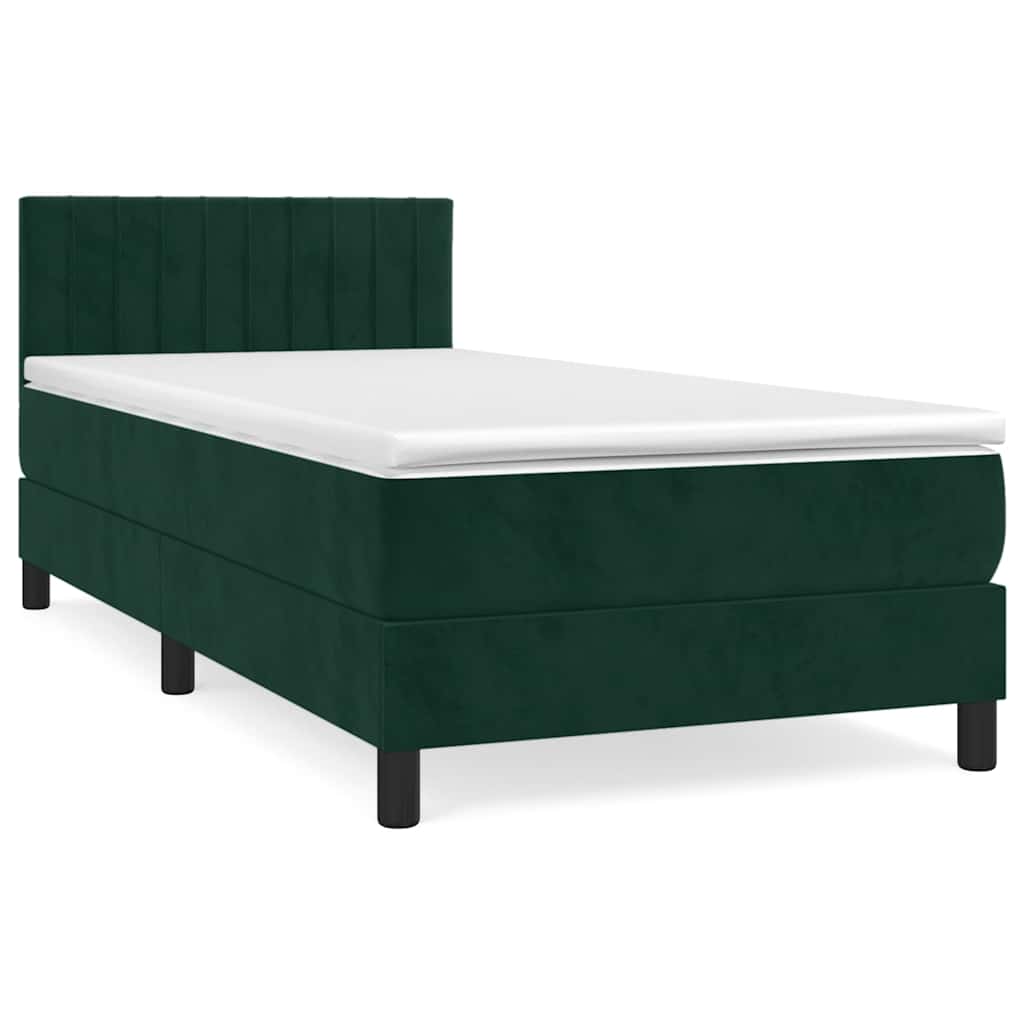 Boxspring met matras fluweel donkergroen 80x200 cm is nu te koop bij PeponiXL, paradijselijk wonen!