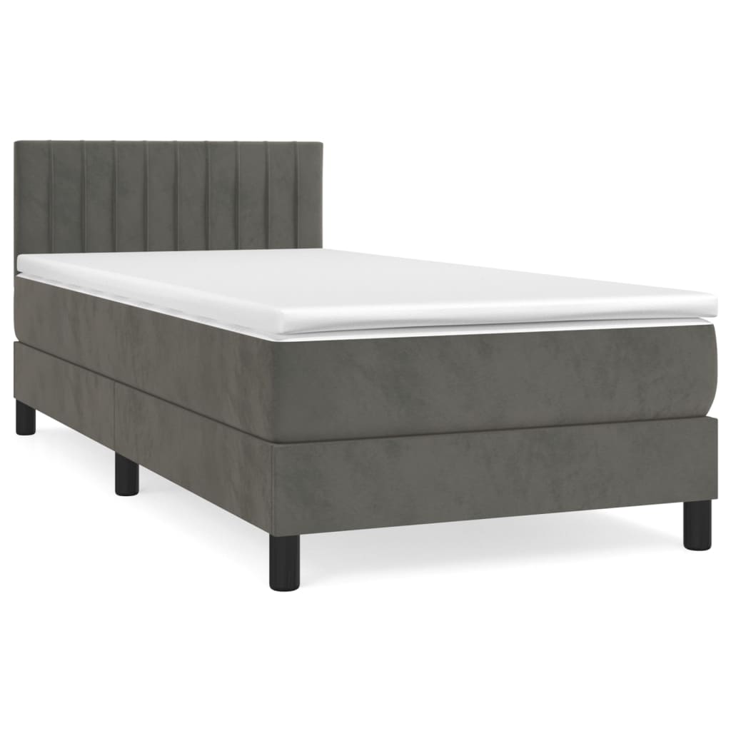 Boxspring met matras fluweel donkergrijs 90x190 cm is nu te koop bij PeponiXL, paradijselijk wonen!