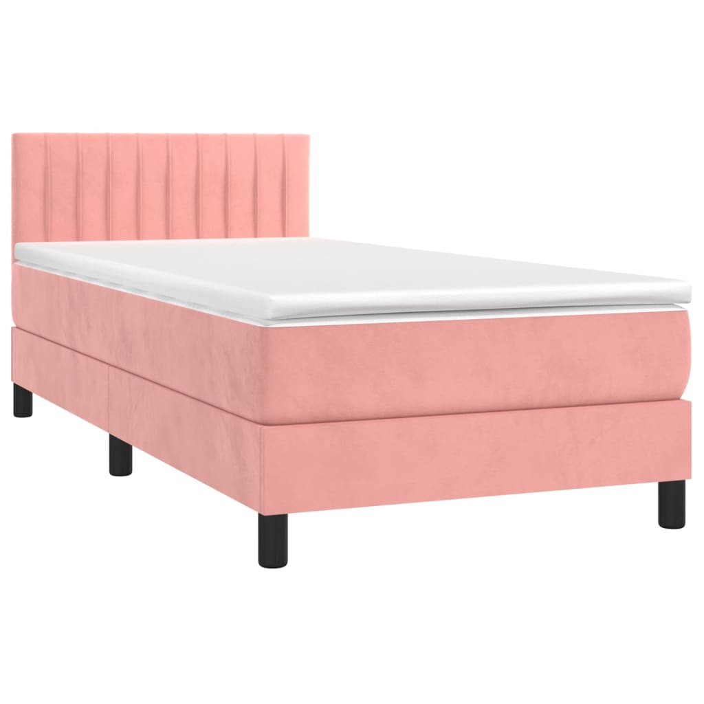 Boxspring met matras fluweel roze 100x200 cm is nu te koop bij PeponiXL, paradijselijk wonen!