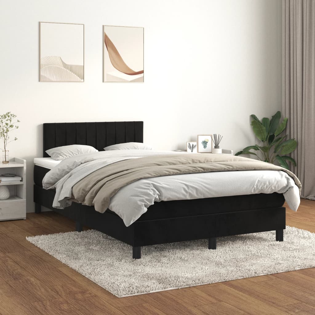 Boxspring met matras fluweel zwart 120x200 cm is nu te koop bij PeponiXL, paradijselijk wonen!