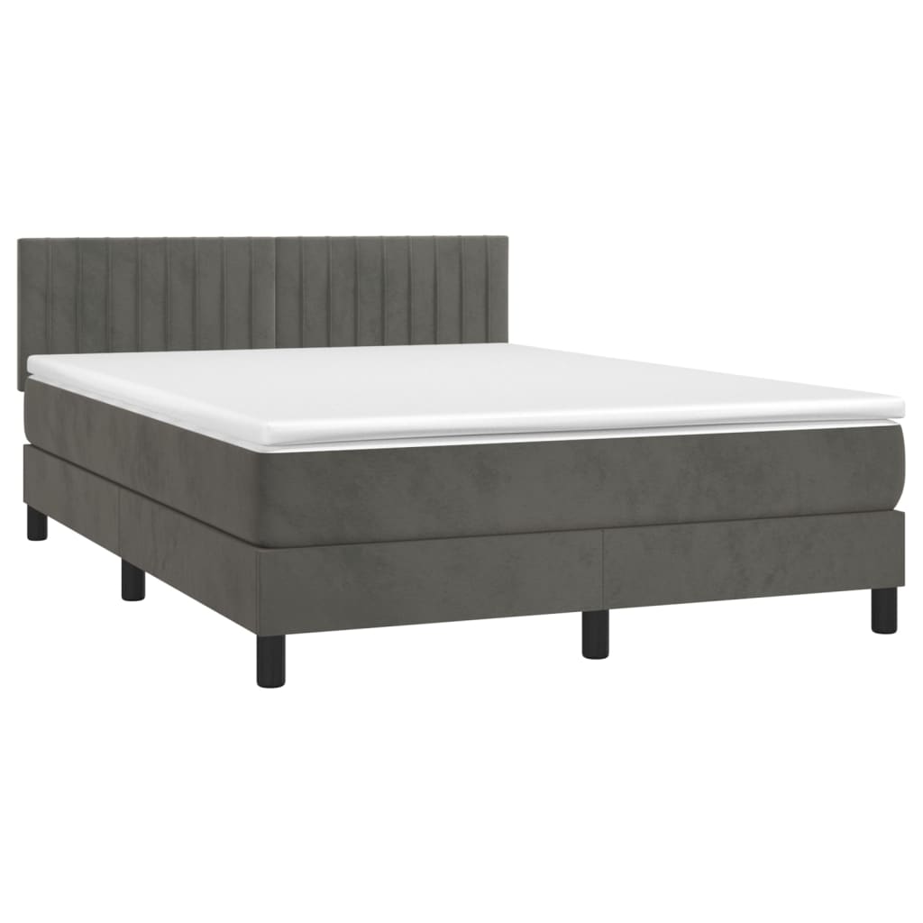 Boxspring met matras fluweel donkergrijs 140x190 cm is nu te koop bij PeponiXL, paradijselijk wonen!