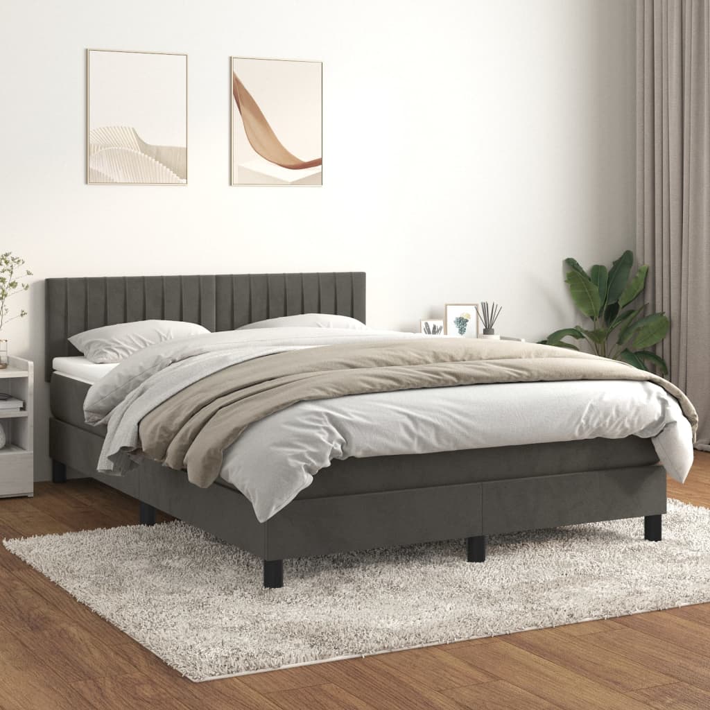 Boxspring met matras fluweel donkergrijs 140x190 cm is nu te koop bij PeponiXL, paradijselijk wonen!