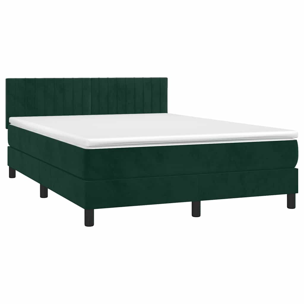Boxspring met matras fluweel donkergroen 140x190 cm is nu te koop bij PeponiXL, paradijselijk wonen!