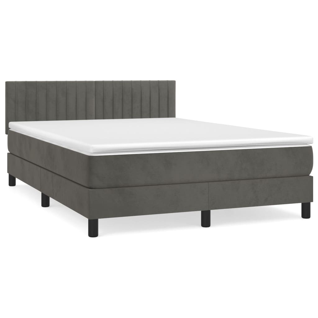 Boxspring met matras fluweel donkergrijs 140x200 cm is nu te koop bij PeponiXL, paradijselijk wonen!