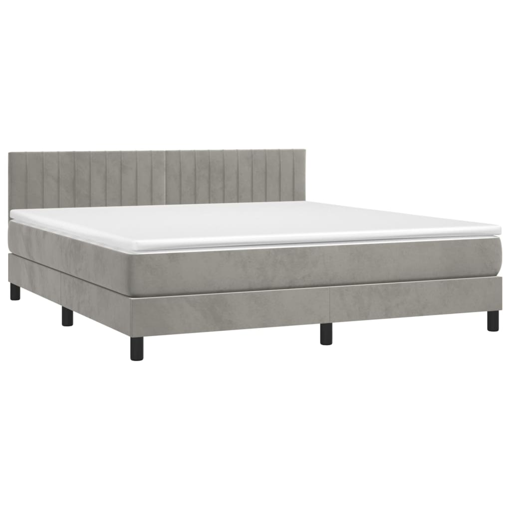 Boxspring met matras fluweel lichtgrijs 160x200 cm is nu te koop bij PeponiXL, paradijselijk wonen!