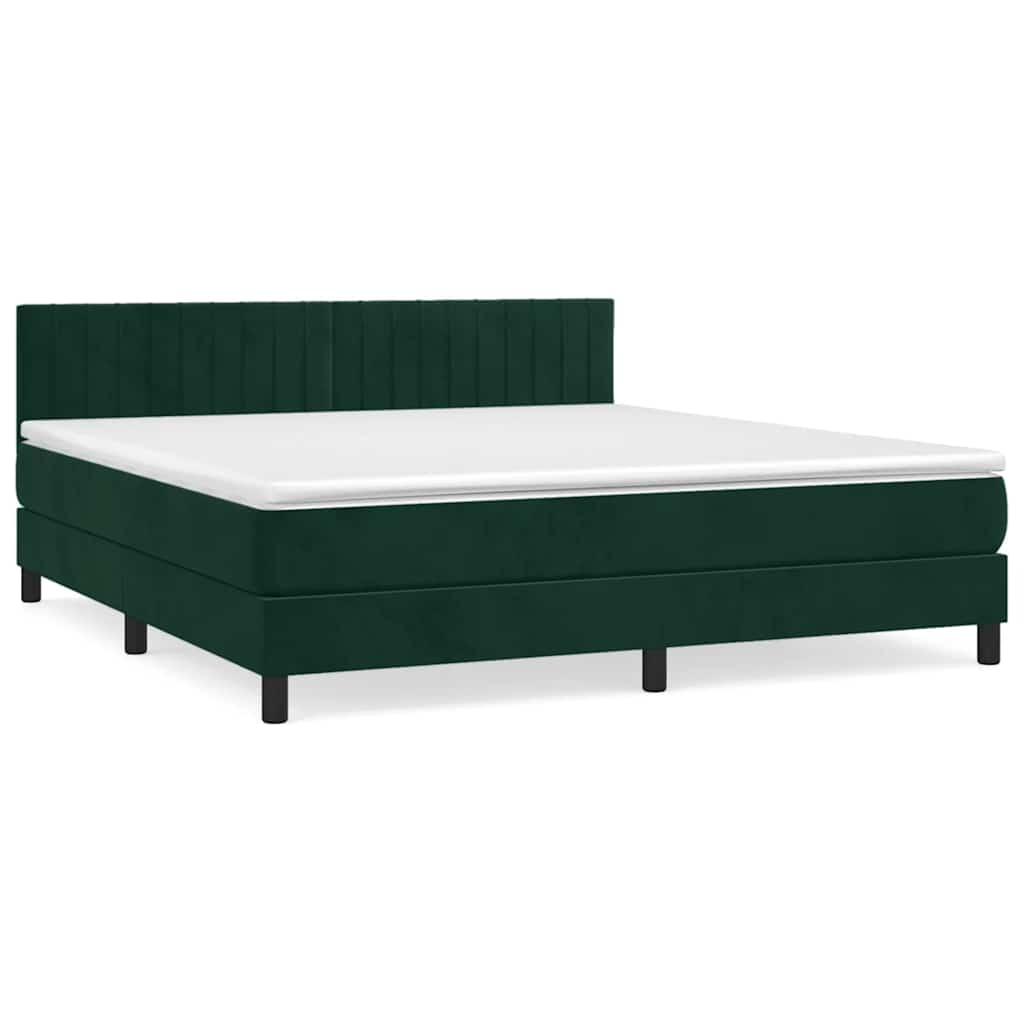 Boxspring met matras fluweel donkergroen 160x200 cm is nu te koop bij PeponiXL, paradijselijk wonen!