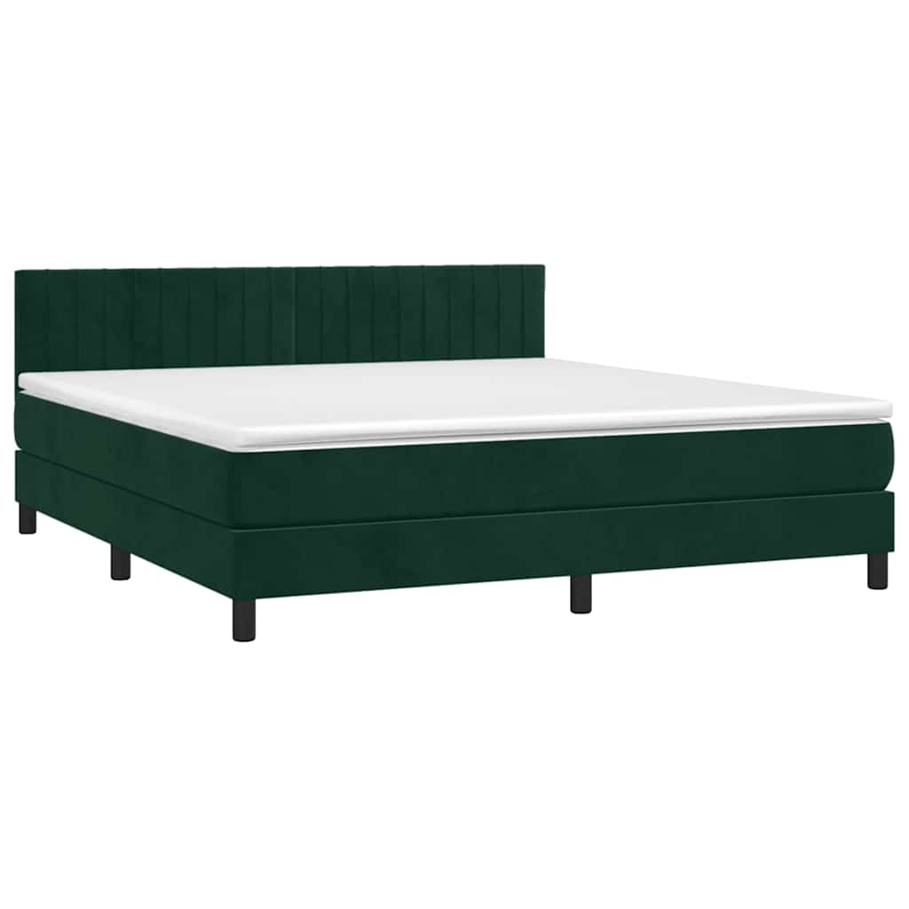 Boxspring met matras fluweel donkergroen 160x200 cm is nu te koop bij PeponiXL, paradijselijk wonen!