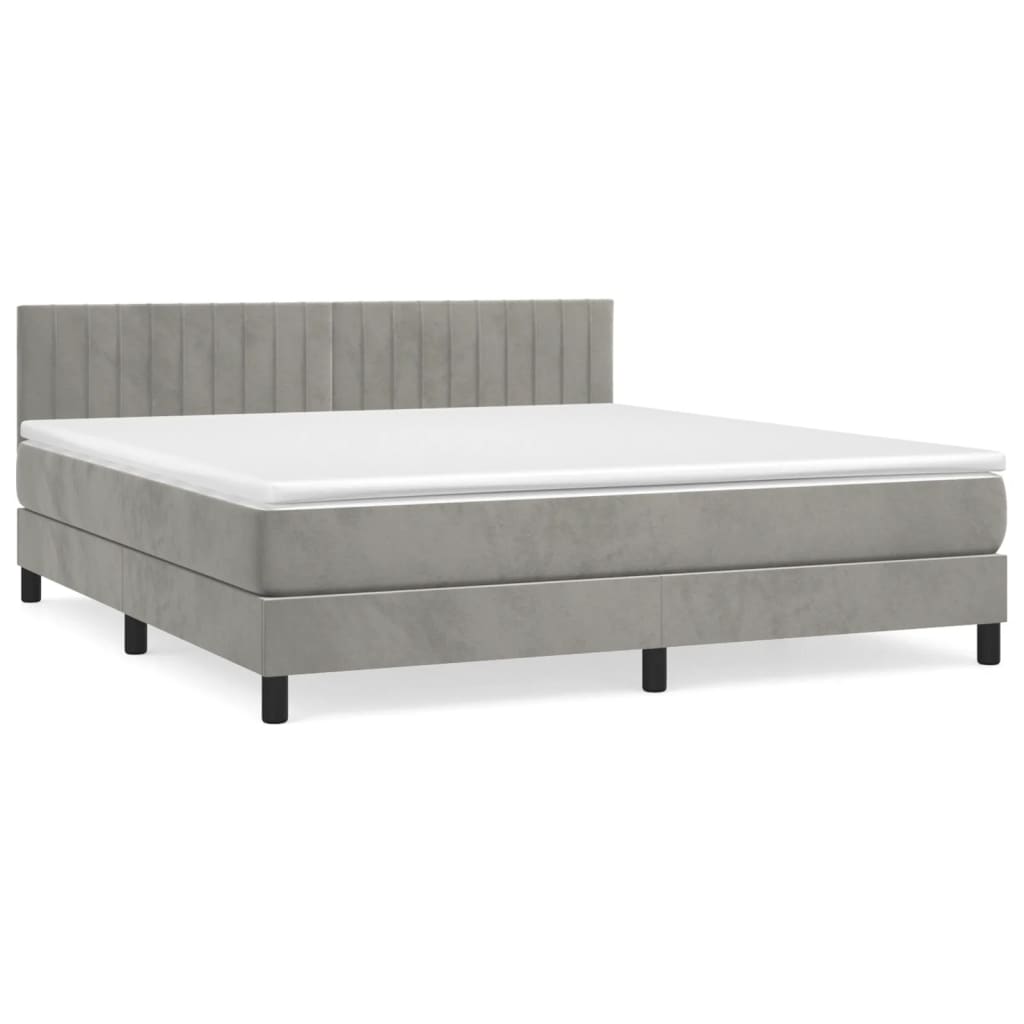 Boxspring met matras fluweel lichtgrijs 180x200 cm is nu te koop bij PeponiXL, paradijselijk wonen!