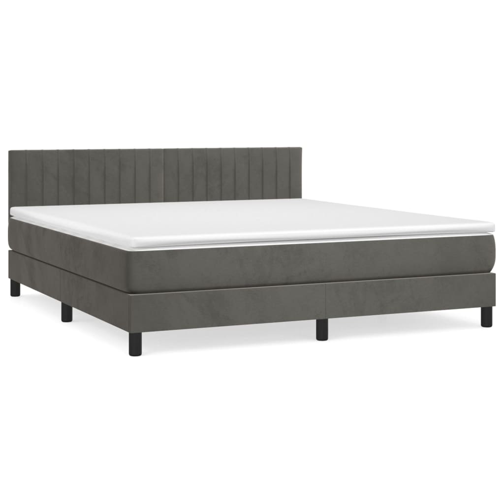 Boxspring met matras fluweel donkergrijs 180x200 cm is nu te koop bij PeponiXL, paradijselijk wonen!