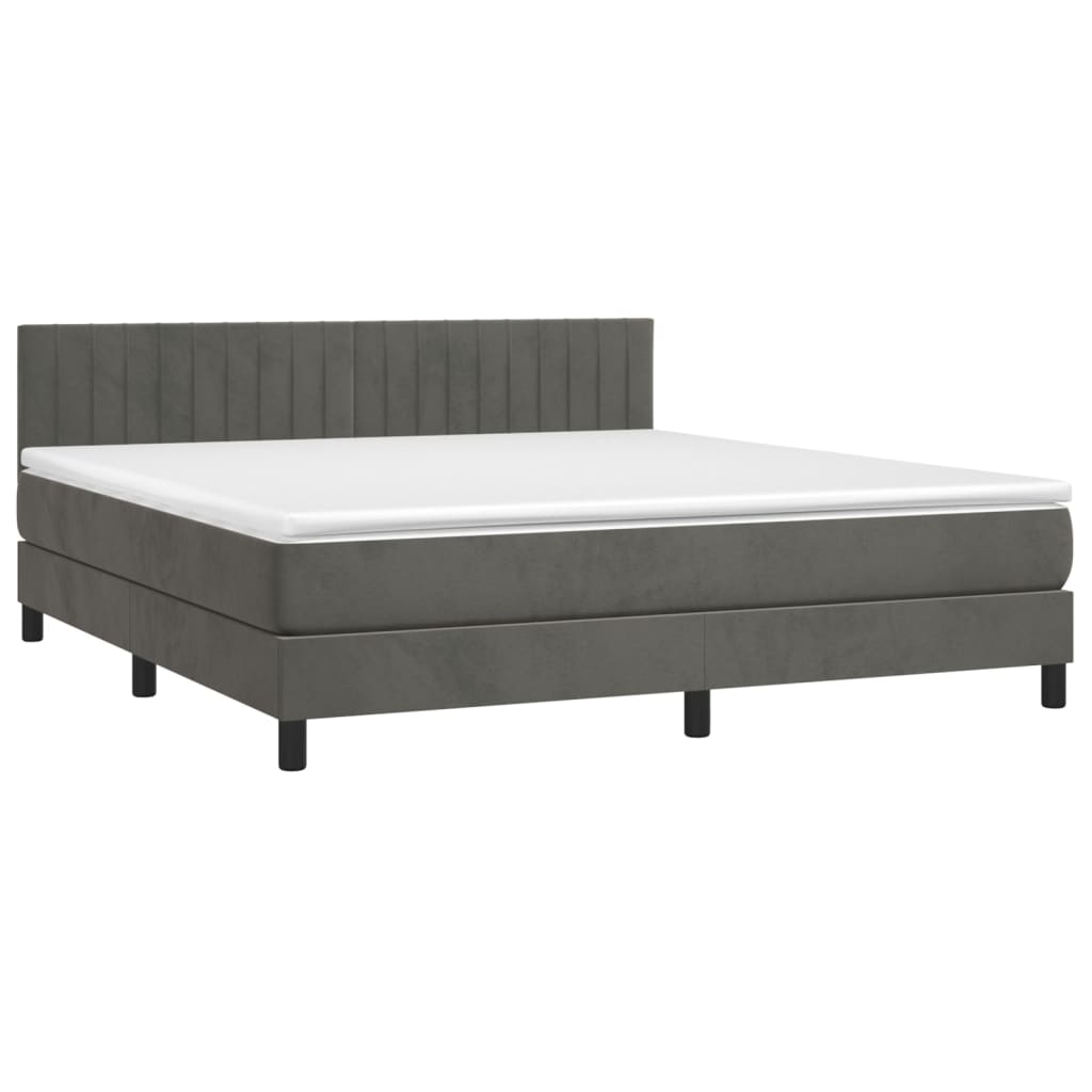 Boxspring met matras fluweel donkergrijs 180x200 cm is nu te koop bij PeponiXL, paradijselijk wonen!