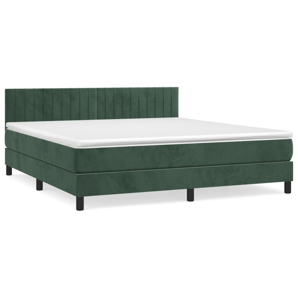 Boxspring met matras fluweel donkergroen 180x200 cm is nu te koop bij PeponiXL, paradijselijk wonen!