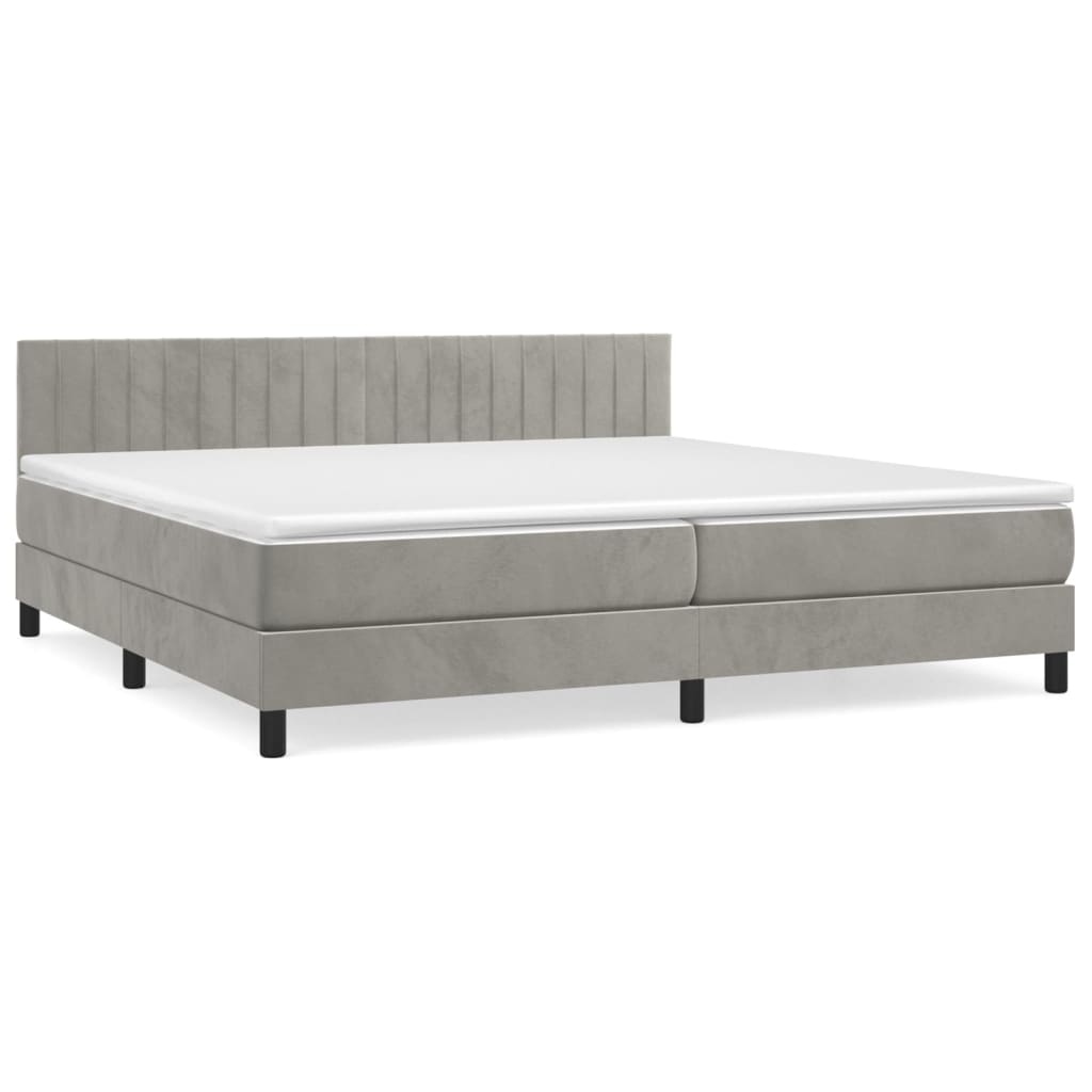 Boxspring met matras fluweel lichtgrijs 200x200 cm is nu te koop bij PeponiXL, paradijselijk wonen!