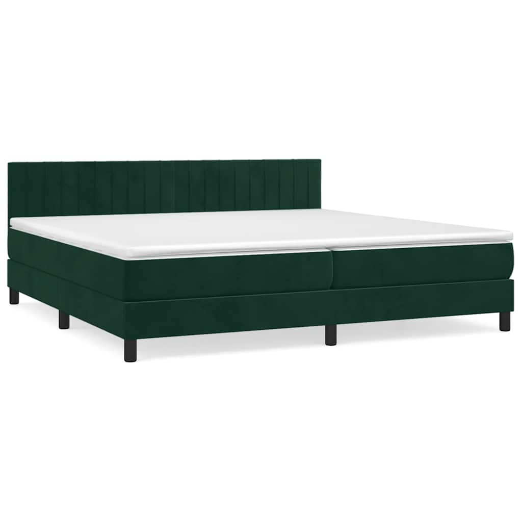 Boxspring met matras fluweel donkergroen 200x200 cm is nu te koop bij PeponiXL, paradijselijk wonen!