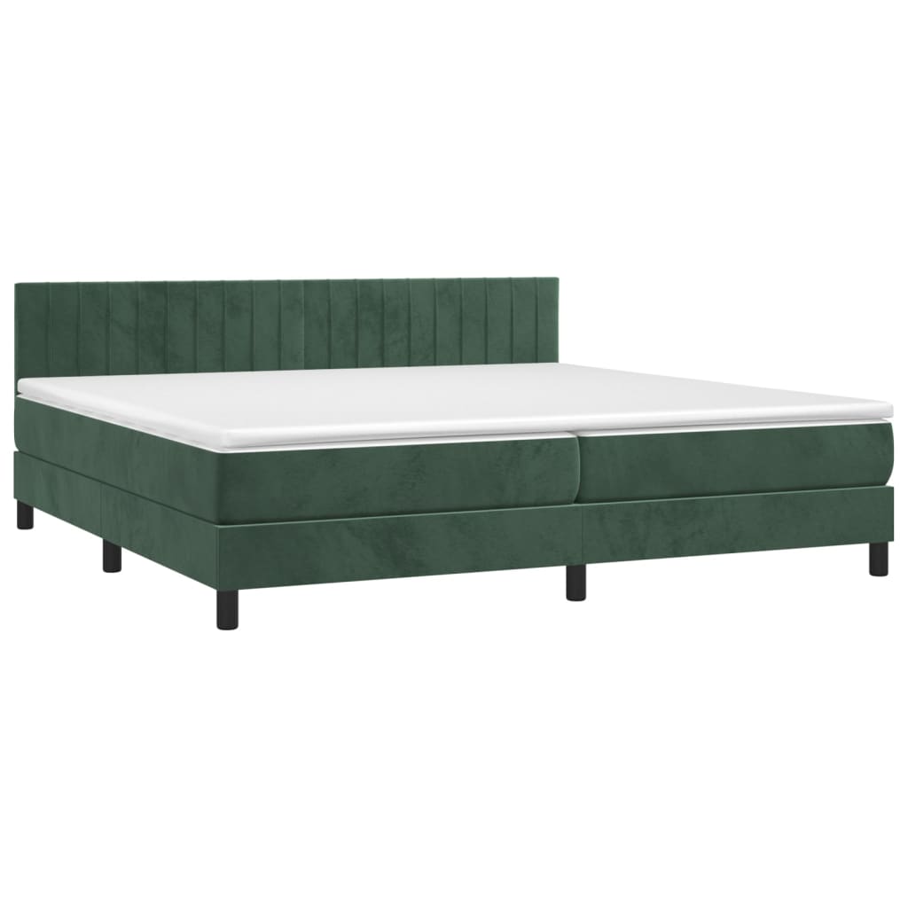 Boxspring met matras fluweel donkergroen 200x200 cm is nu te koop bij PeponiXL, paradijselijk wonen!
