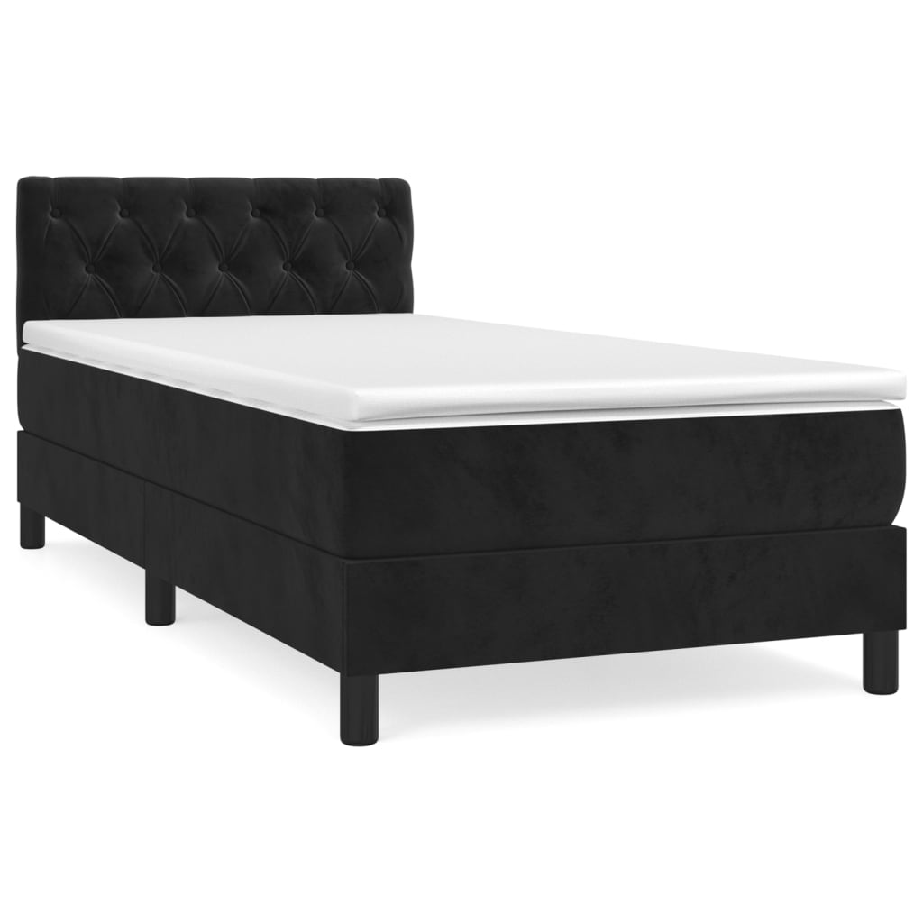 Boxspring met matras fluweel zwart 80x200 cm is nu te koop bij PeponiXL, paradijselijk wonen!