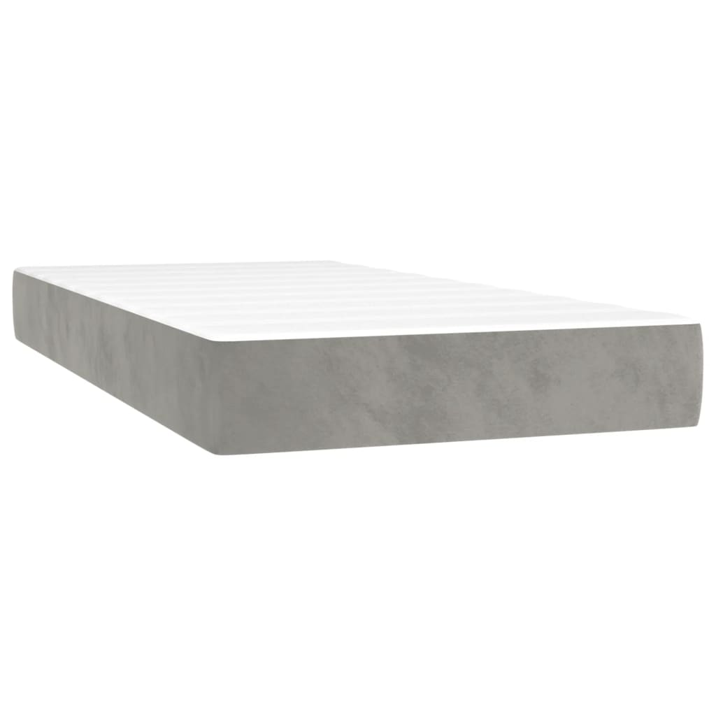 Boxspring met matras fluweel lichtgrijs 90x200 cm is nu te koop bij PeponiXL, paradijselijk wonen!
