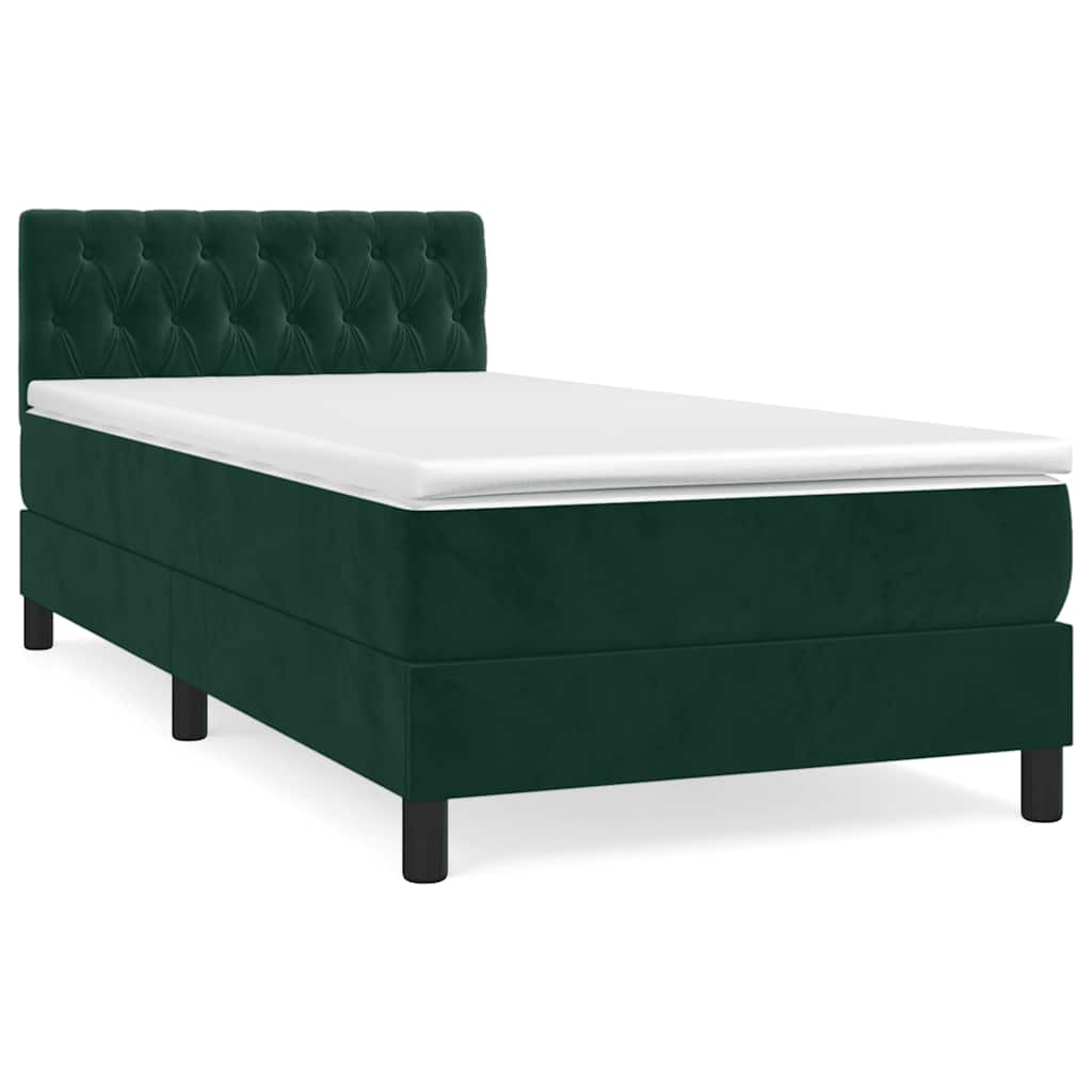 Boxspring met matras fluweel donkergroen 90x200 cm is nu te koop bij PeponiXL, paradijselijk wonen!