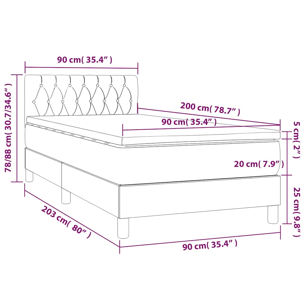 Boxspring met matras fluweel donkergroen 90x200 cm is nu te koop bij PeponiXL, paradijselijk wonen!