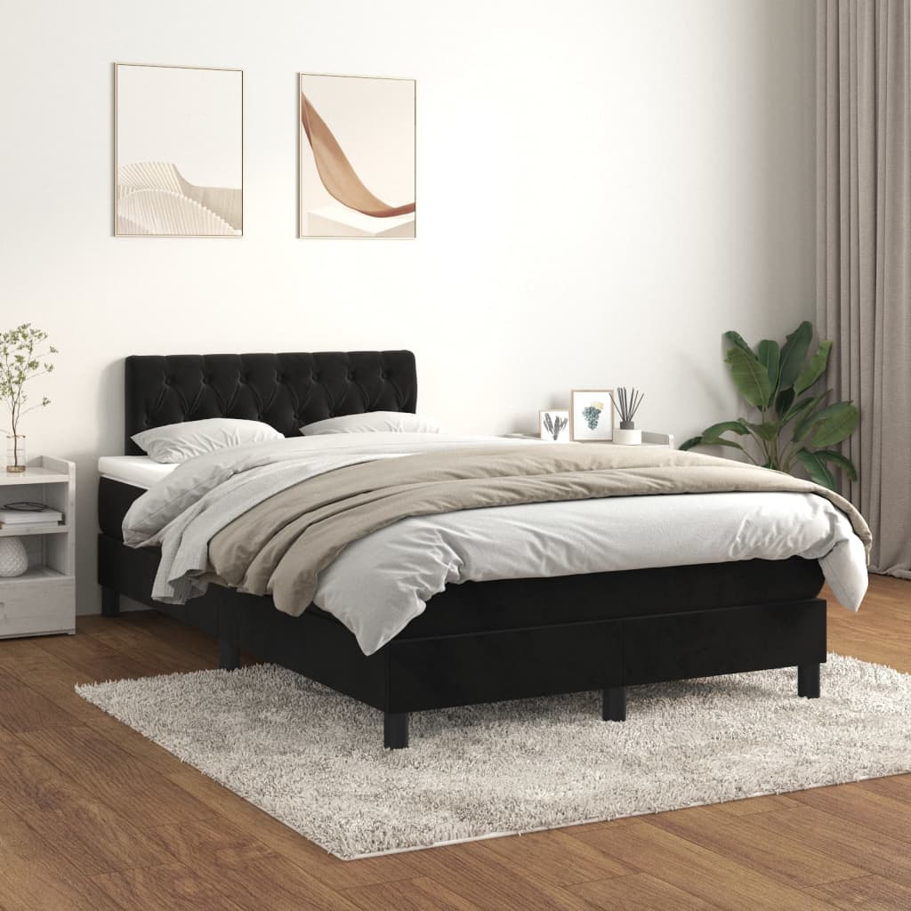 Boxspring met matras fluweel zwart 120x200 cm is nu te koop bij PeponiXL, paradijselijk wonen!